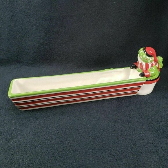 Fitz and Floyd Cookie Cracker Cradle Friends Gather Here Xmas Holiday Plate‎ - Picture 6 of 12